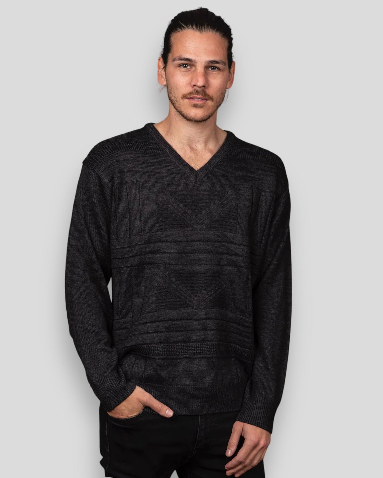 9123 Charcoal V Neck Jumper - Tradewinds By Ansett