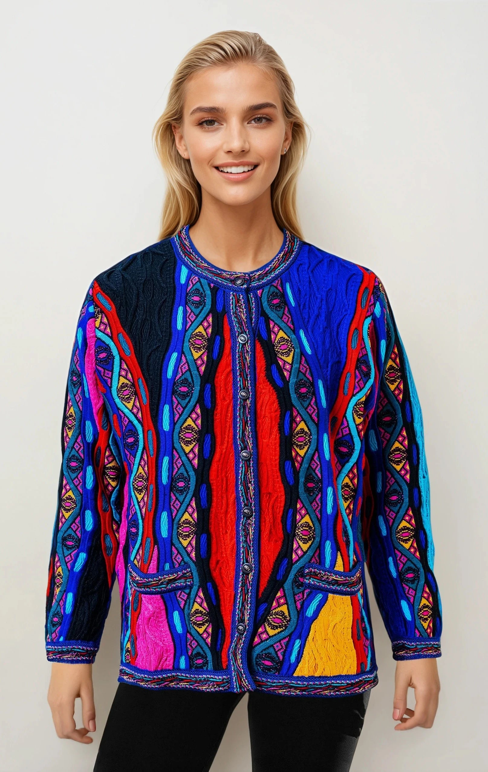 Mati - Bright Ladies Long Cardigan Geccu 3D Multi Colour