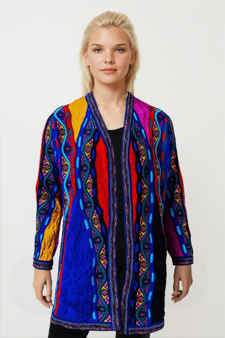 Mati - Bright Ladies Swing Coat Geccu 3D Multi Colour