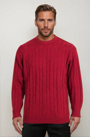 Cherry Cable Crew Neck Jumper Ansett Plain Knitwear