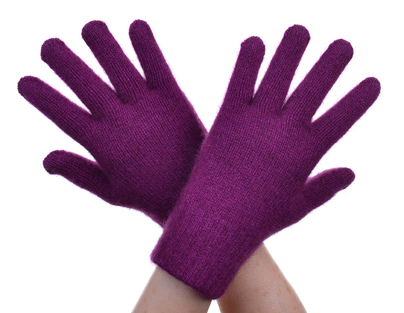 Berry Possum Merino and Silk Full Finger Gloves