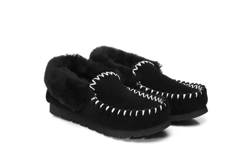 Mens Black Sheepskin Moccasins