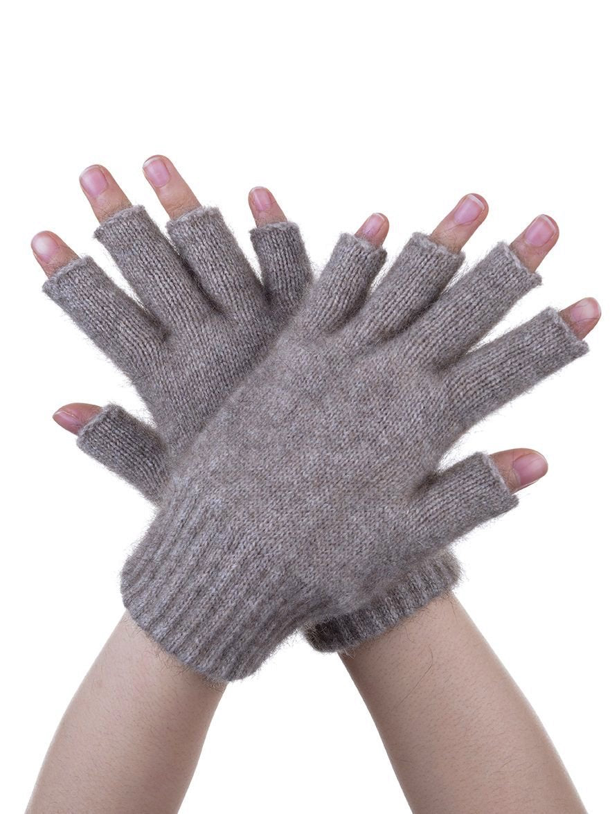 Mocha Possum Merino and Silk Fingerless Gloves