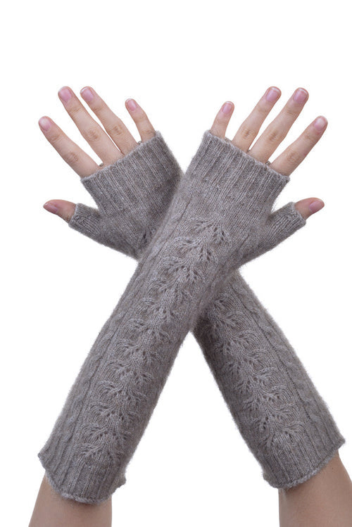 Mocha Possum Merino Open Finger Cable Gloves