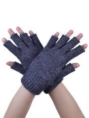 Pewter Possum Merino and Silk Fingerless Gloves