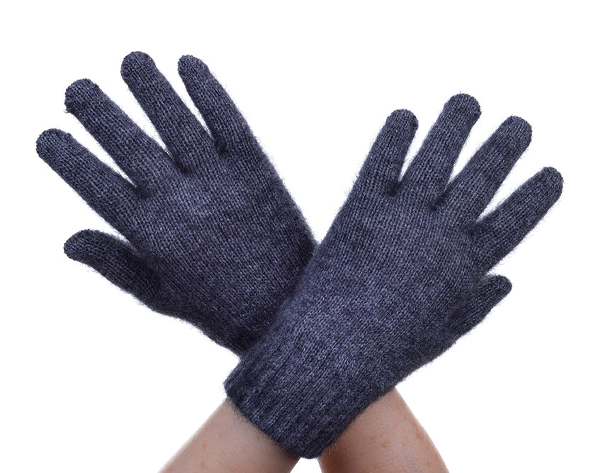 Pewter Possum Merino and Silk Full Finger Gloves
