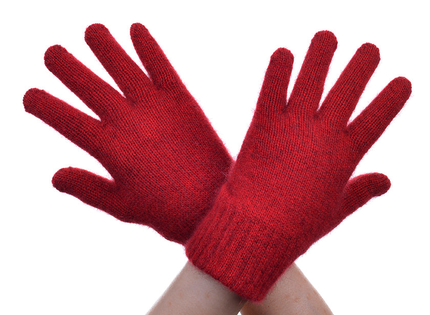 Red Possum Fur Full Finger Gloves - Sweaters Australia