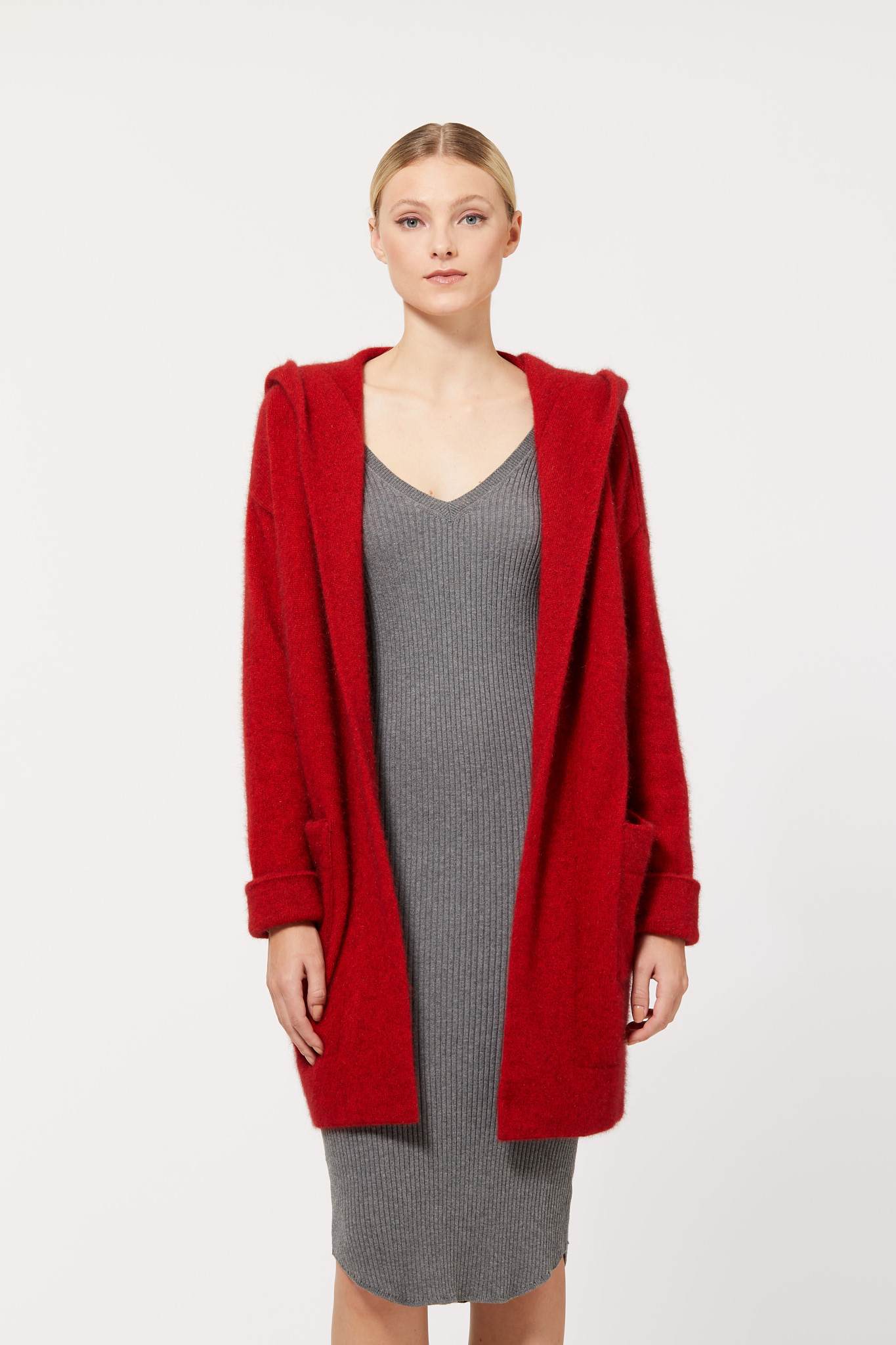 Red Possum Merino Oversize Hood Jacket Possum Merino