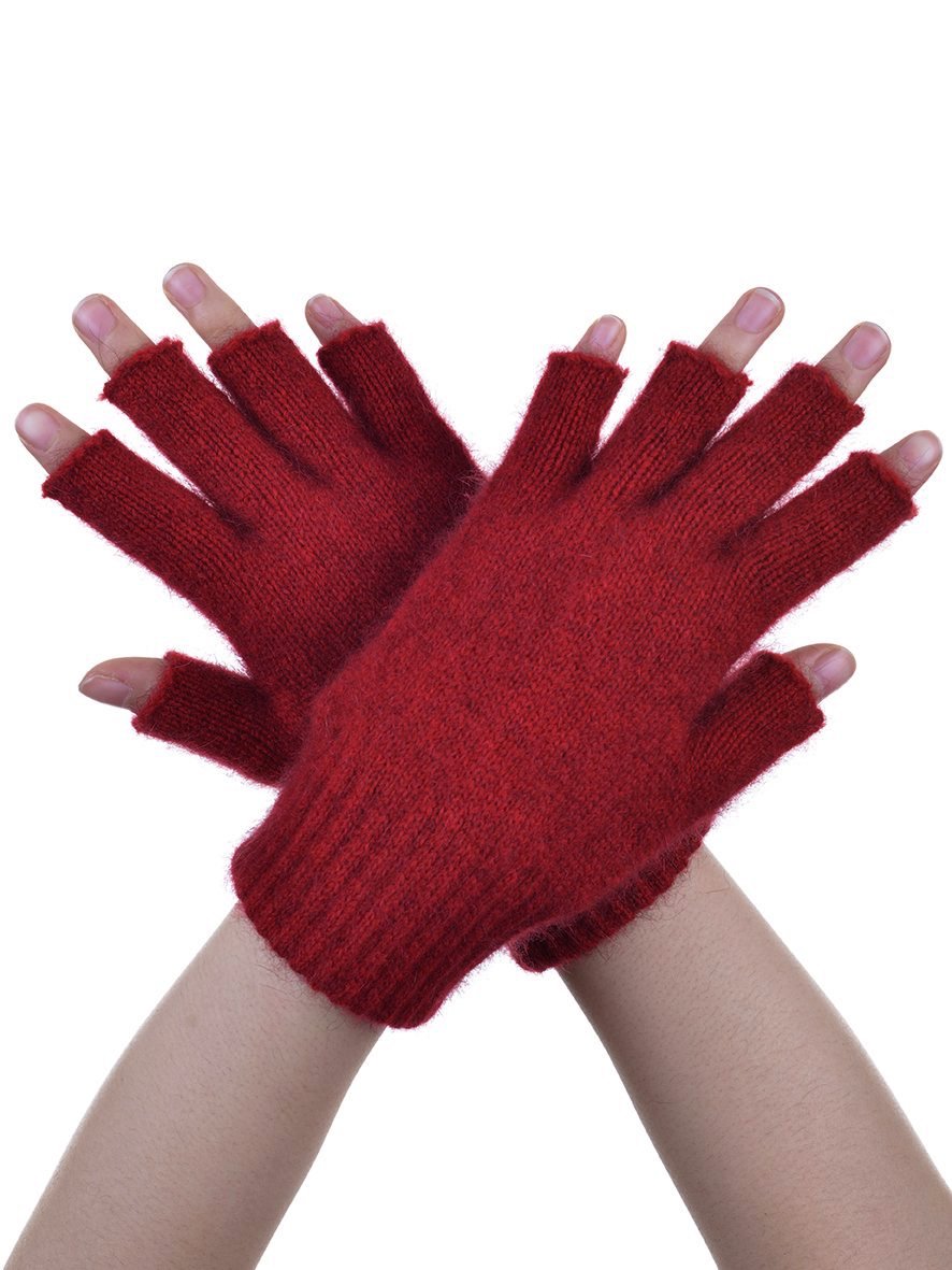 Red Possum Merino and Silk Fingerless Gloves