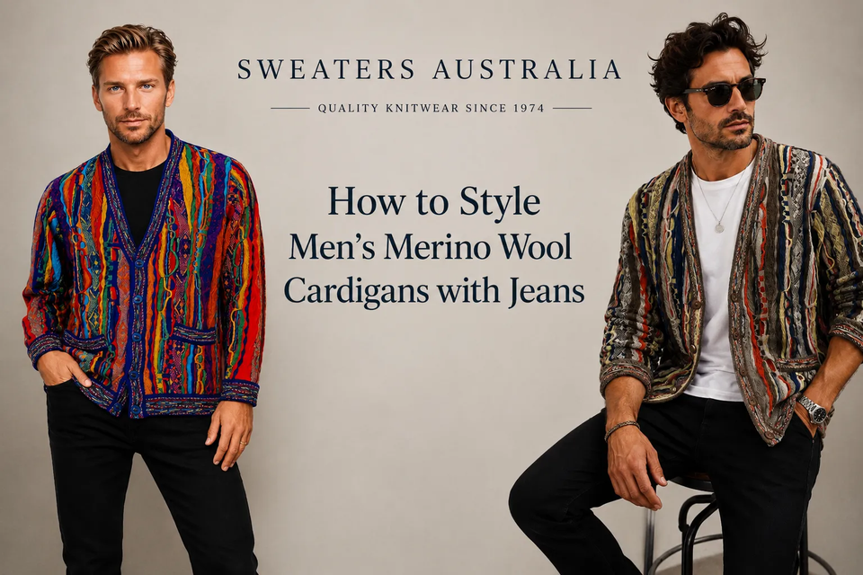 How to Style Men's Merino Wool Cardigan with Jeans
