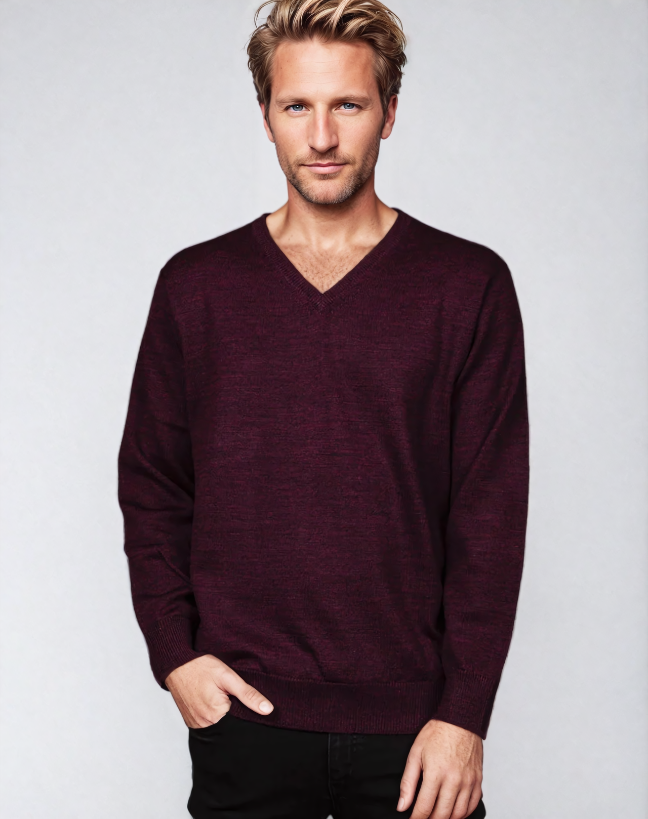 Ansett Pinot Super Wash Wool V Neck Jumper