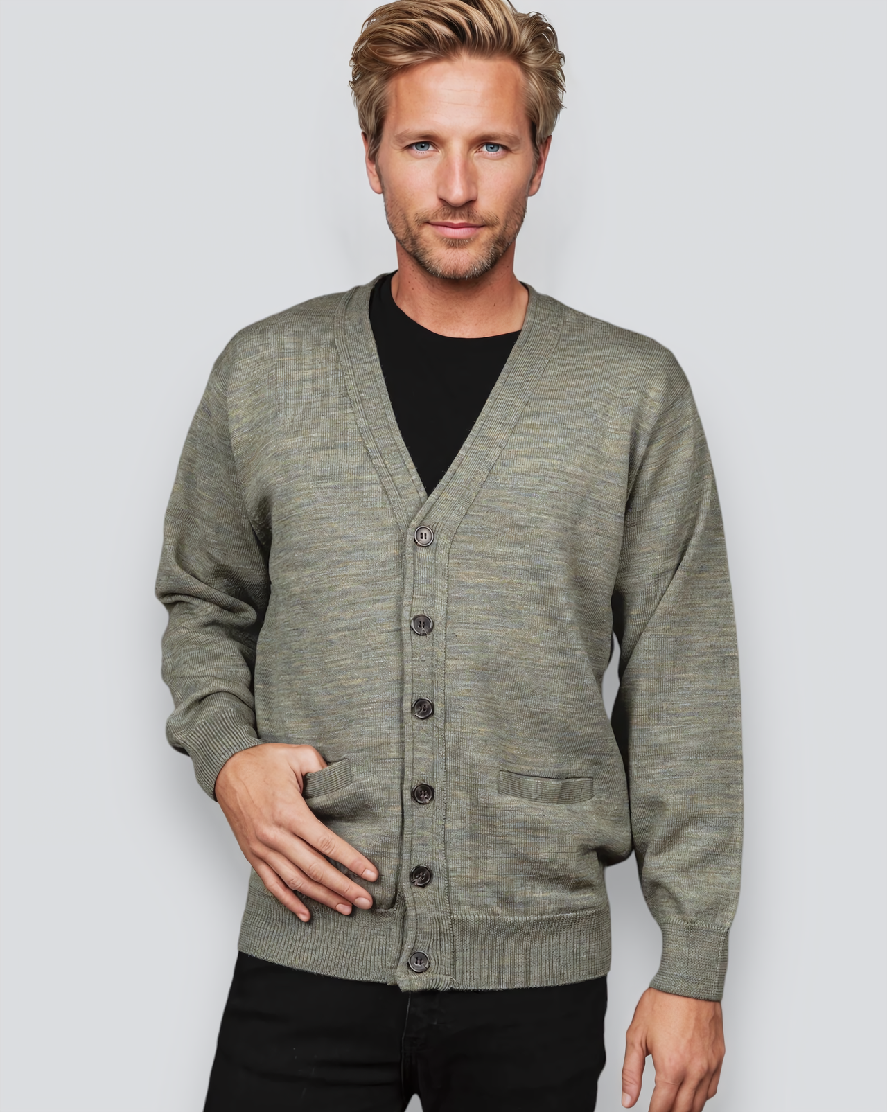 Ansett Agate Grey Super Wash Wool Cardigan