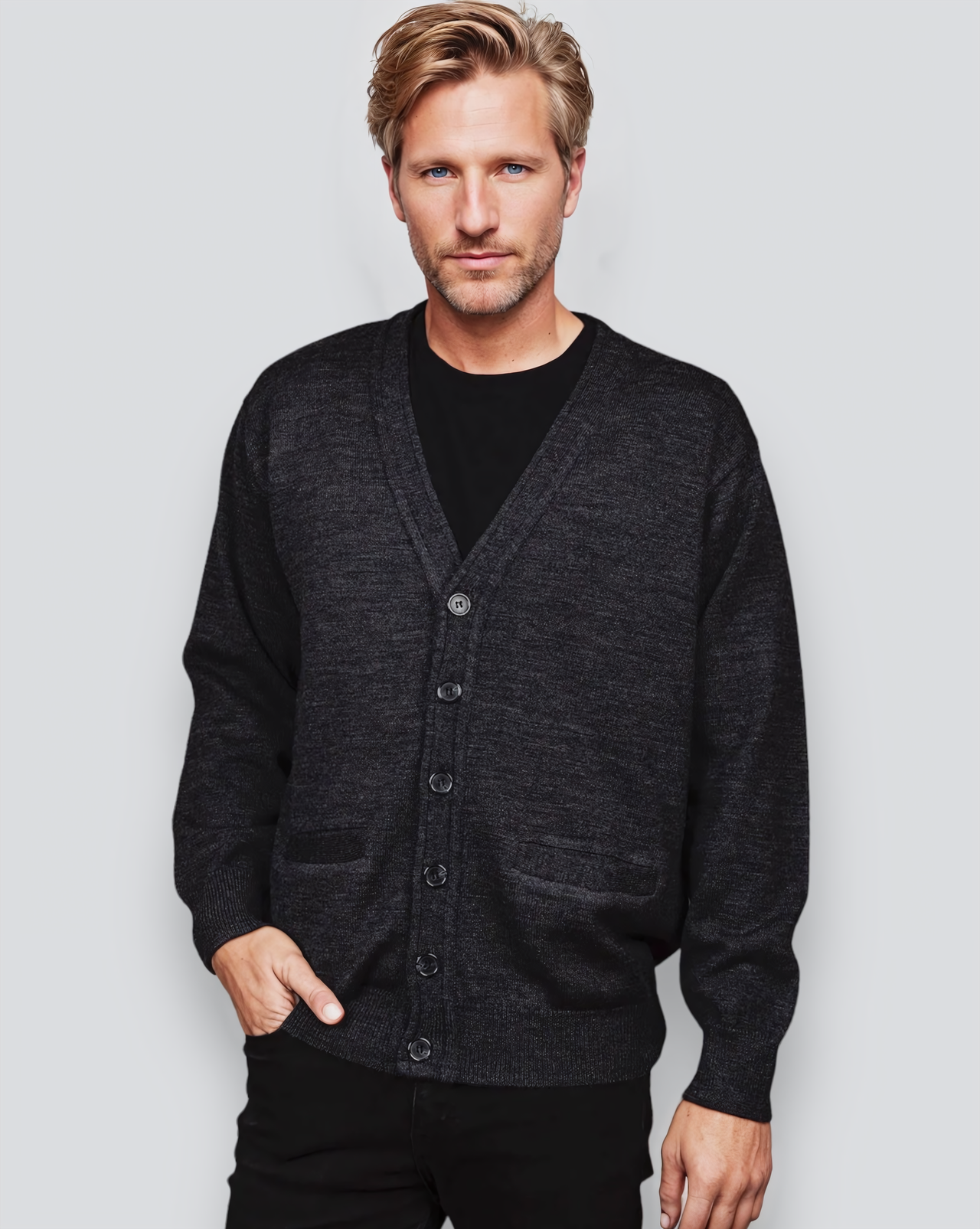 Ansett Charcoal Grey Super Wash Wool Cardigan