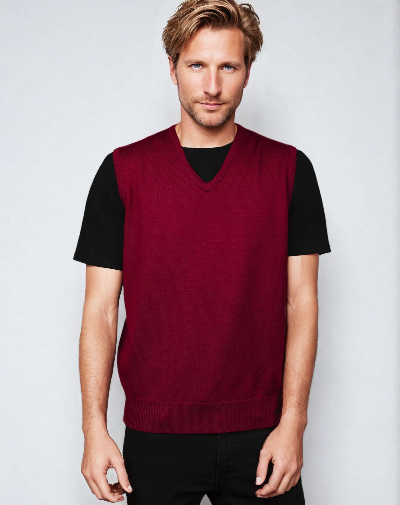 Ansett Burgundy Super Wash Wool Vest