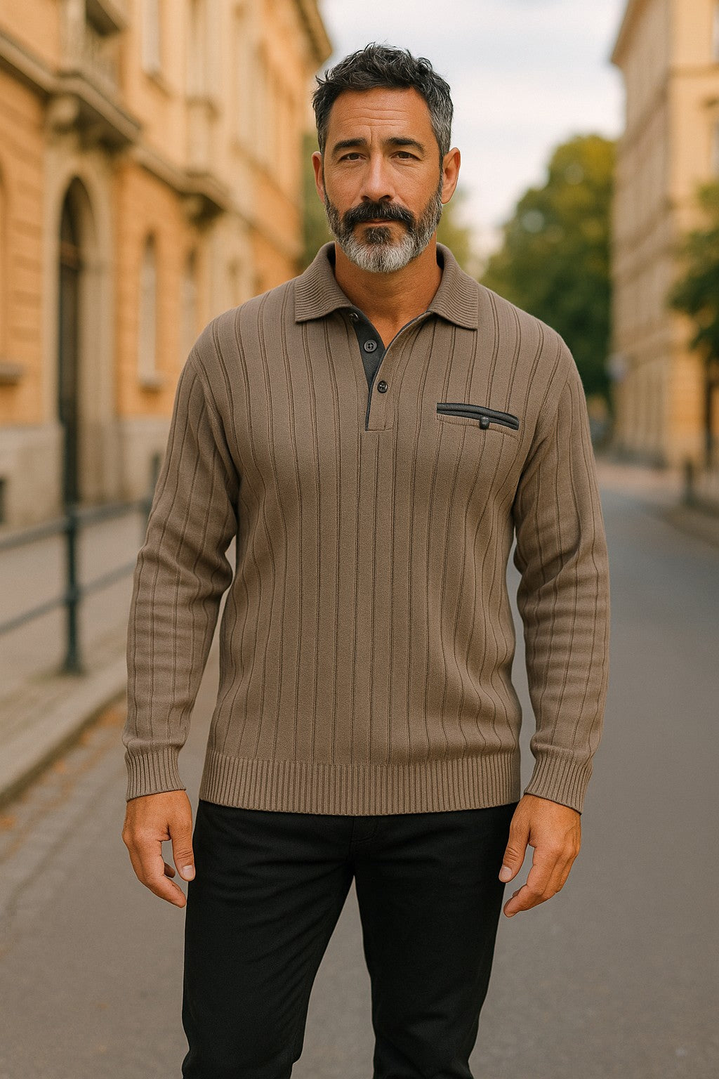 4516 Bark Collar Polo Jumper - Tradewinds By Ansett