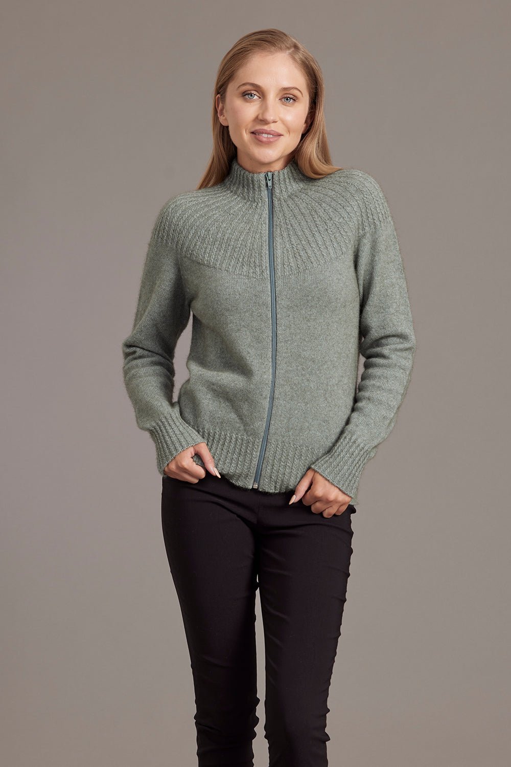 Mint McDonald Possum Merino Yoke Neck Cable Jacket