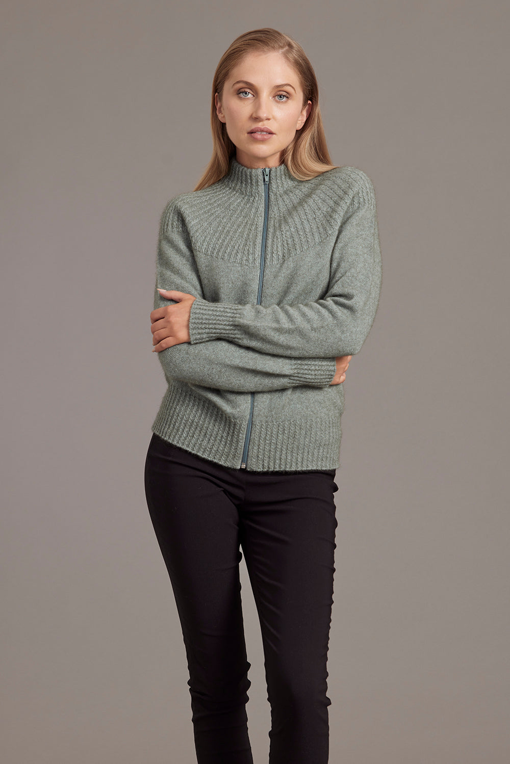 Mint McDonald Possum Merino Yoke Neck Cable Jacket