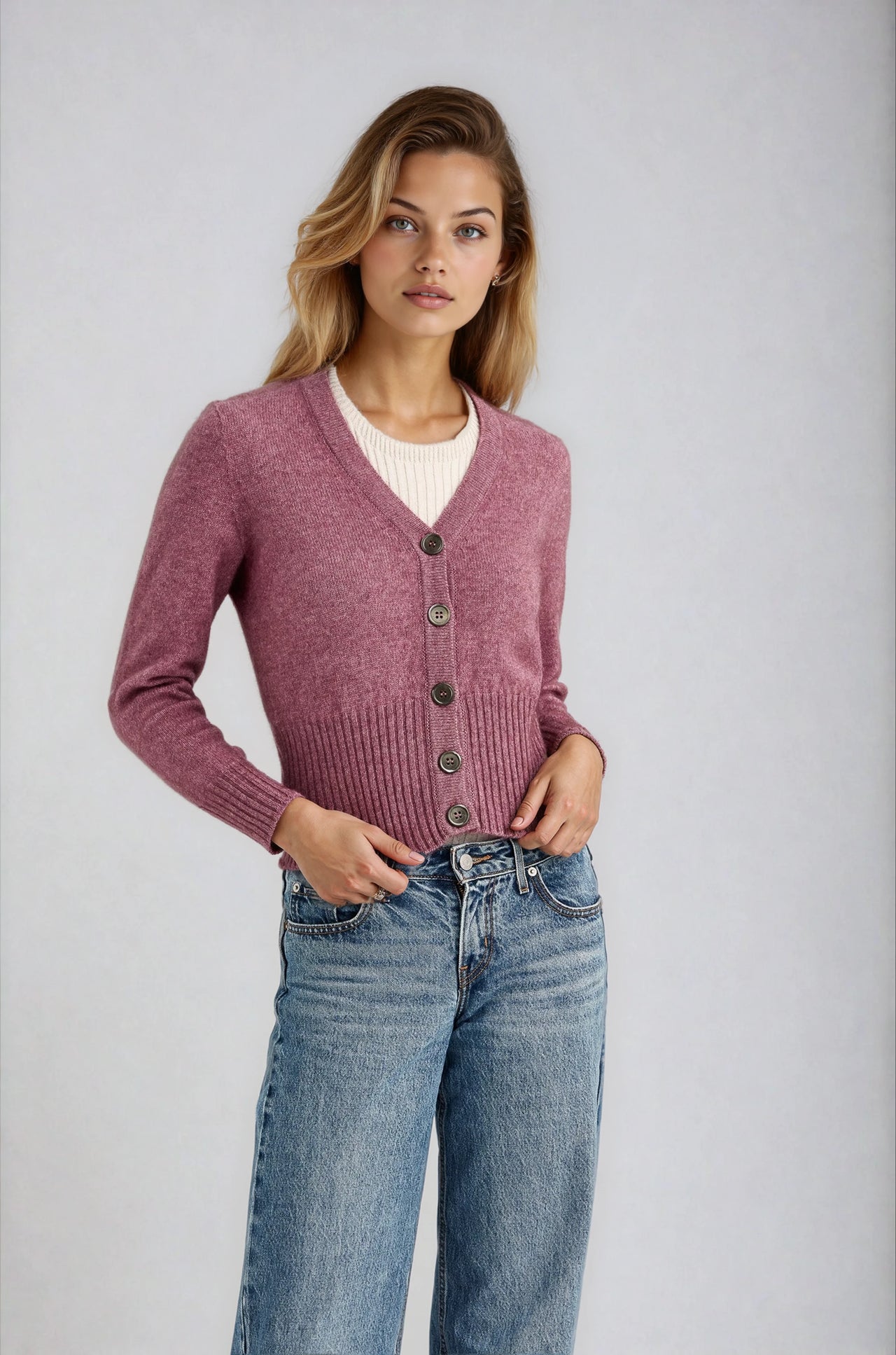 Heather Possum Merino Rib Cardigan