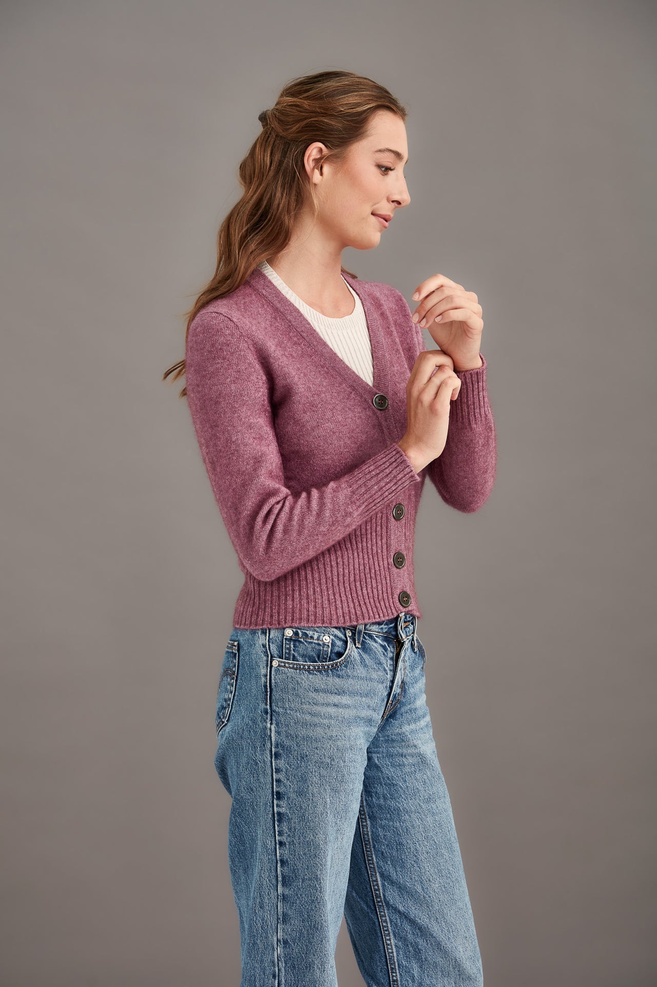 Heather Possum Merino Rib Cardigan