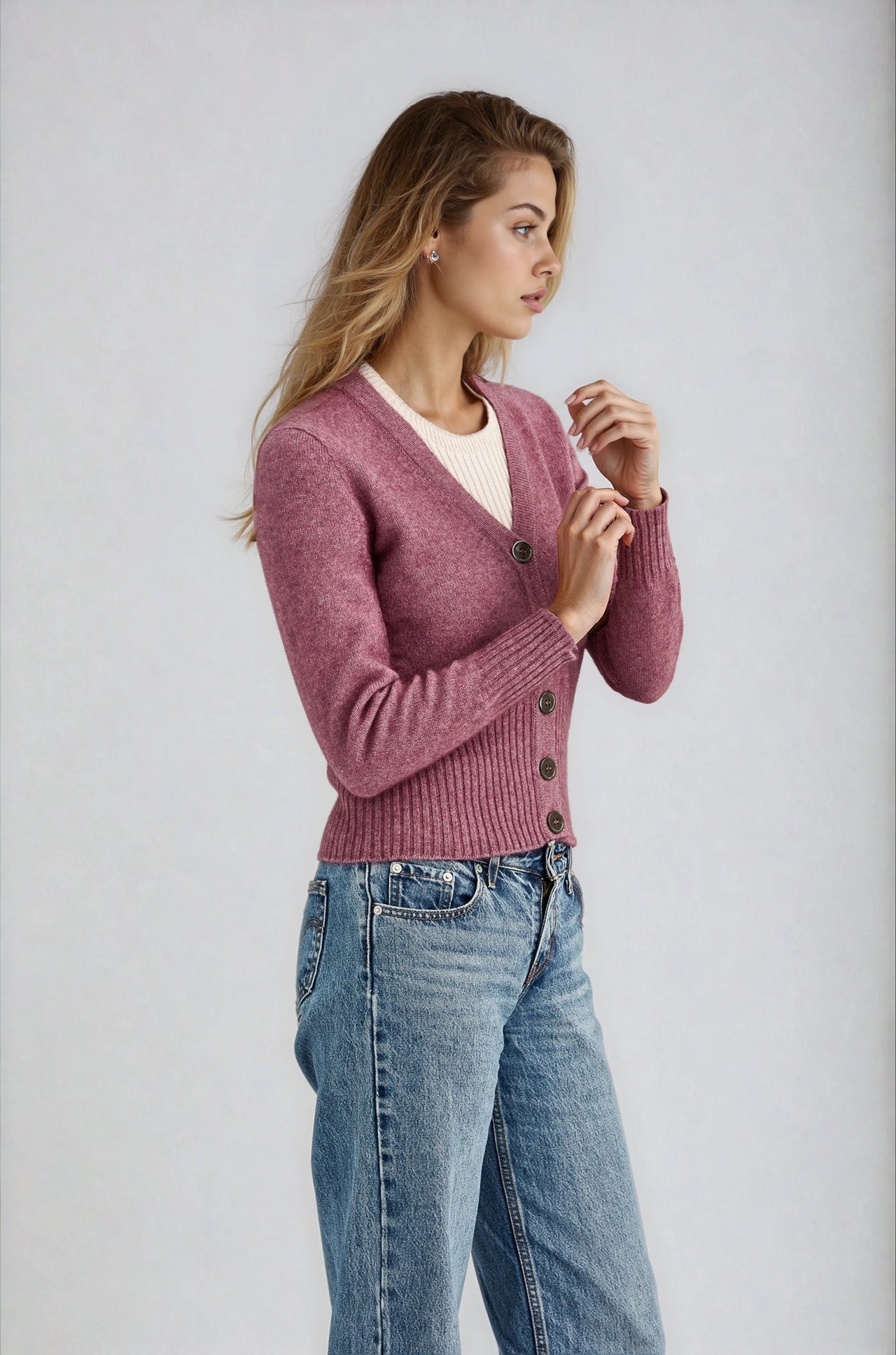 Heather Possum Merino Rib Cardigan