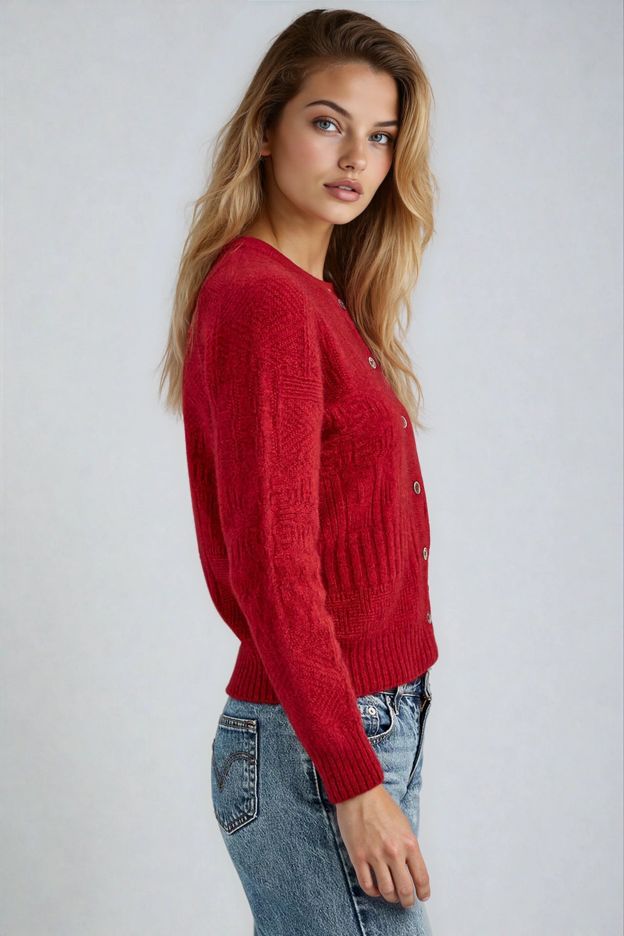 Red Possum Merino Patchwork Cardigan