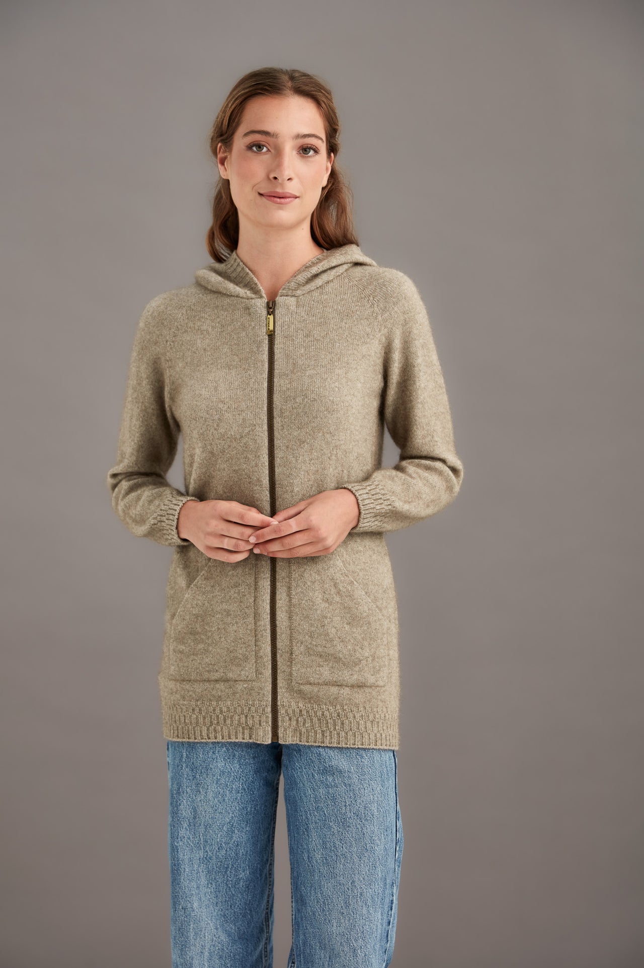 Mocha Possum Merino Hooded Jacket