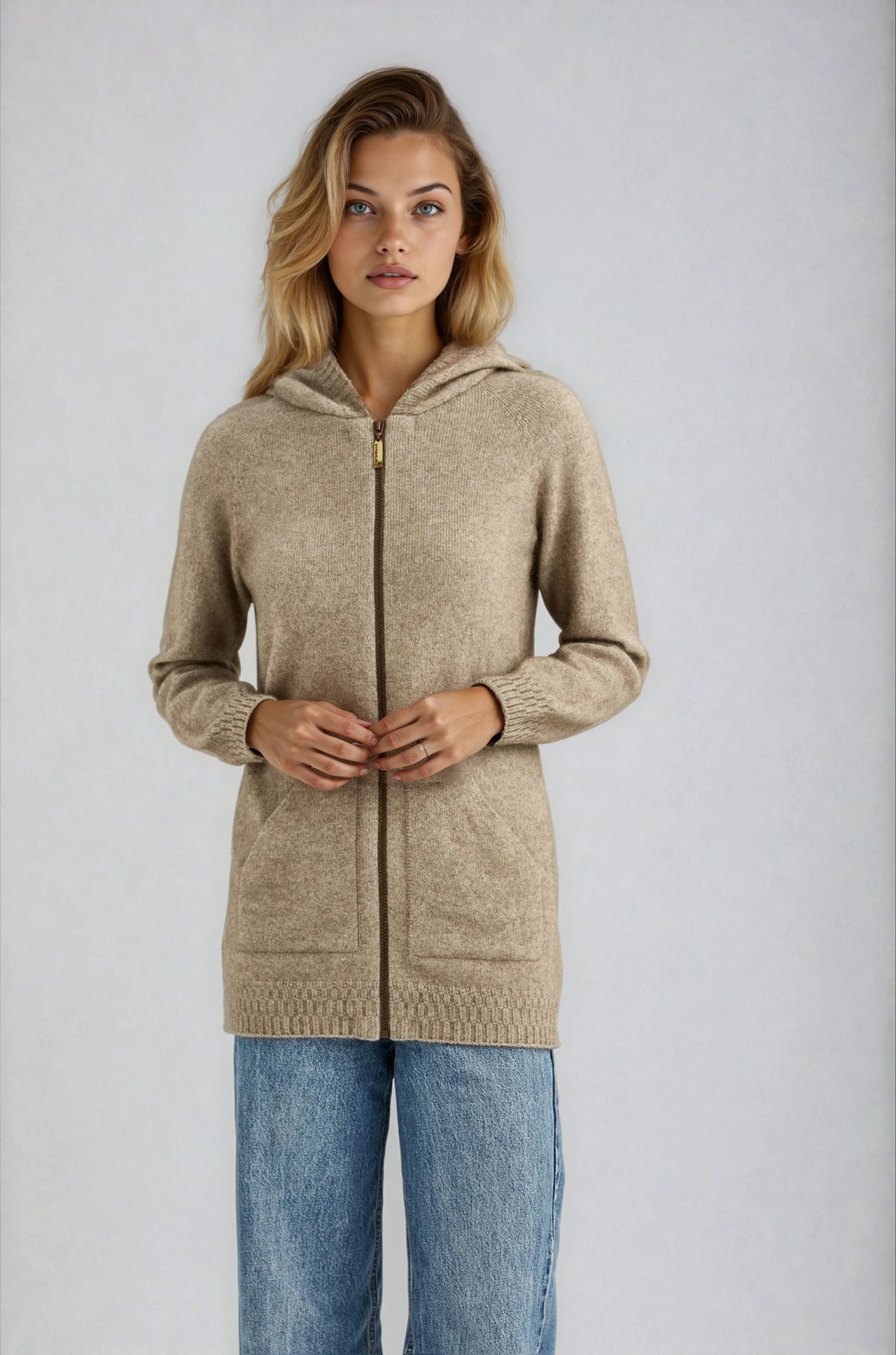 Mocha Possum Merino Hooded Jacket