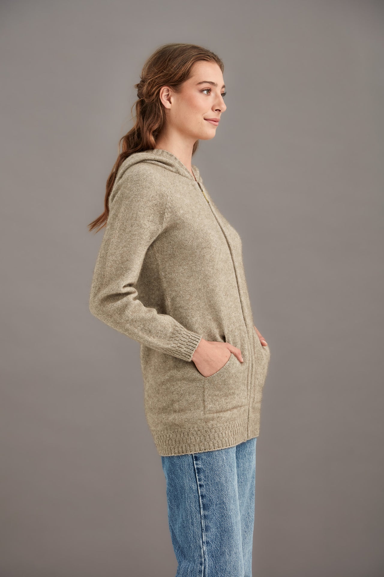 Mocha Possum Merino Hooded Jacket