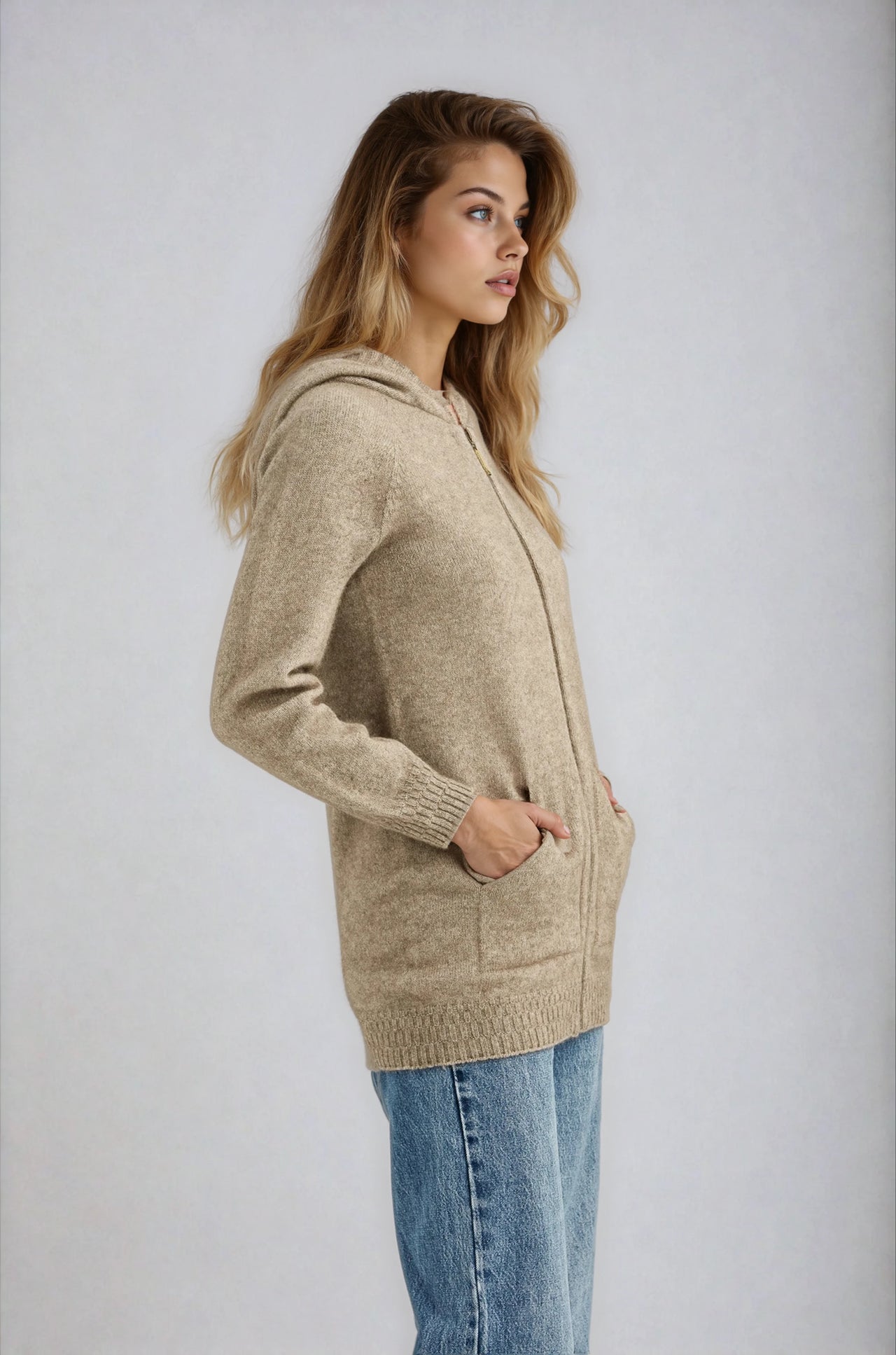 Mocha Possum Merino Hooded Jacket