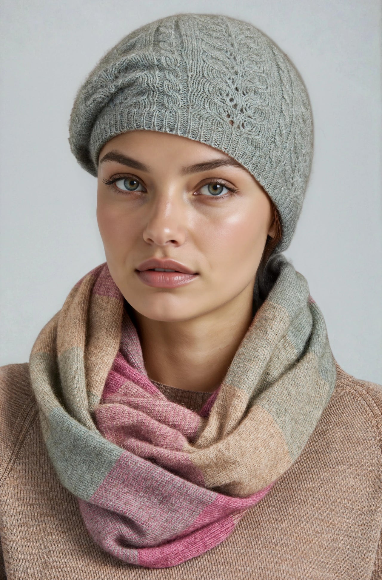 Mint - Possum Merino Cable Beret