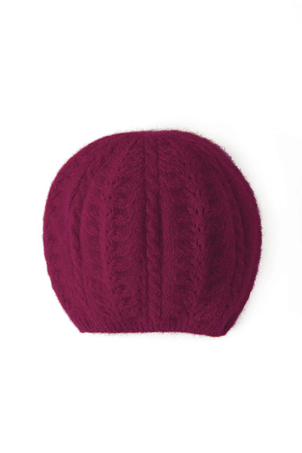 Berry - Possum Merino Cable Beret