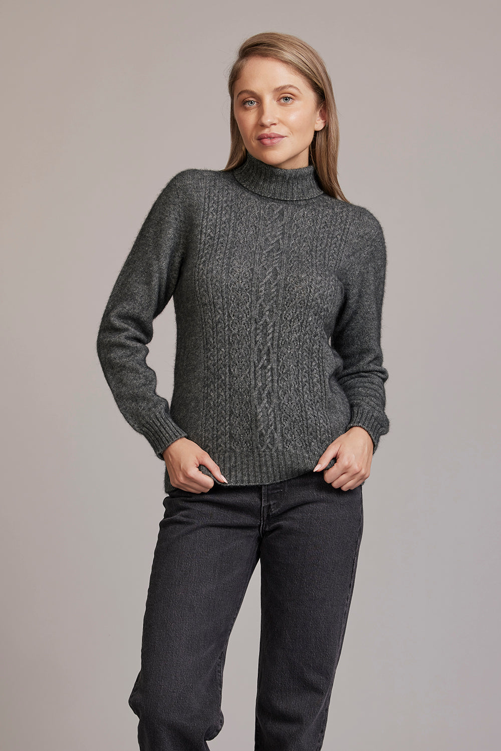 Pewter - McDonald Possum Merino Polo Neck Jumper