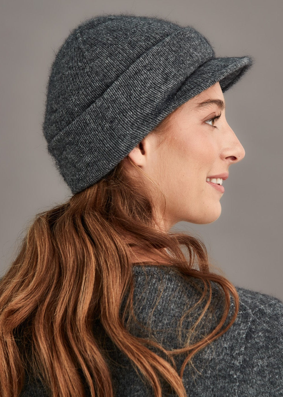 Pewter Possum Merino Beanie With Peak