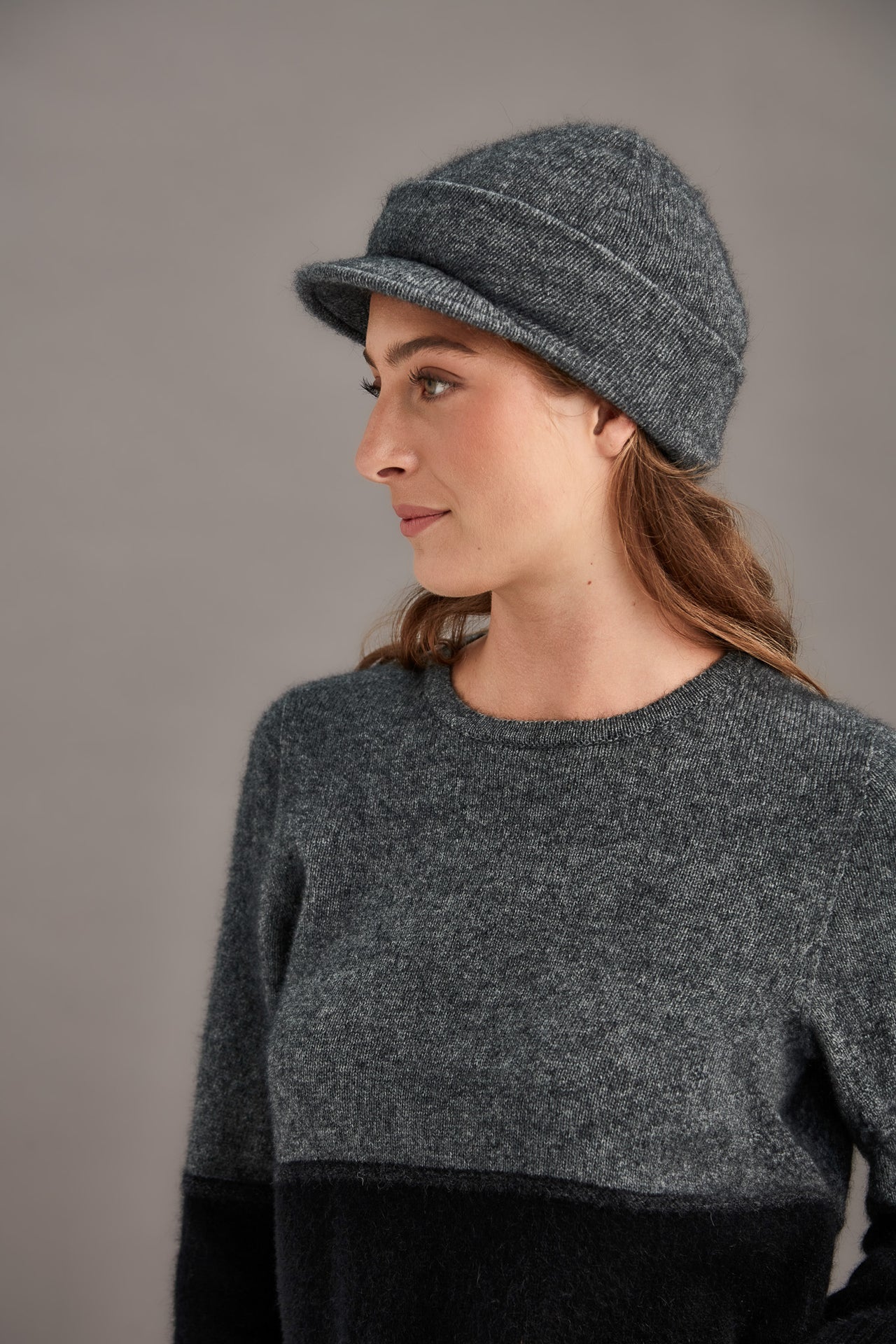 Pewter Possum Merino Beanie With Peak