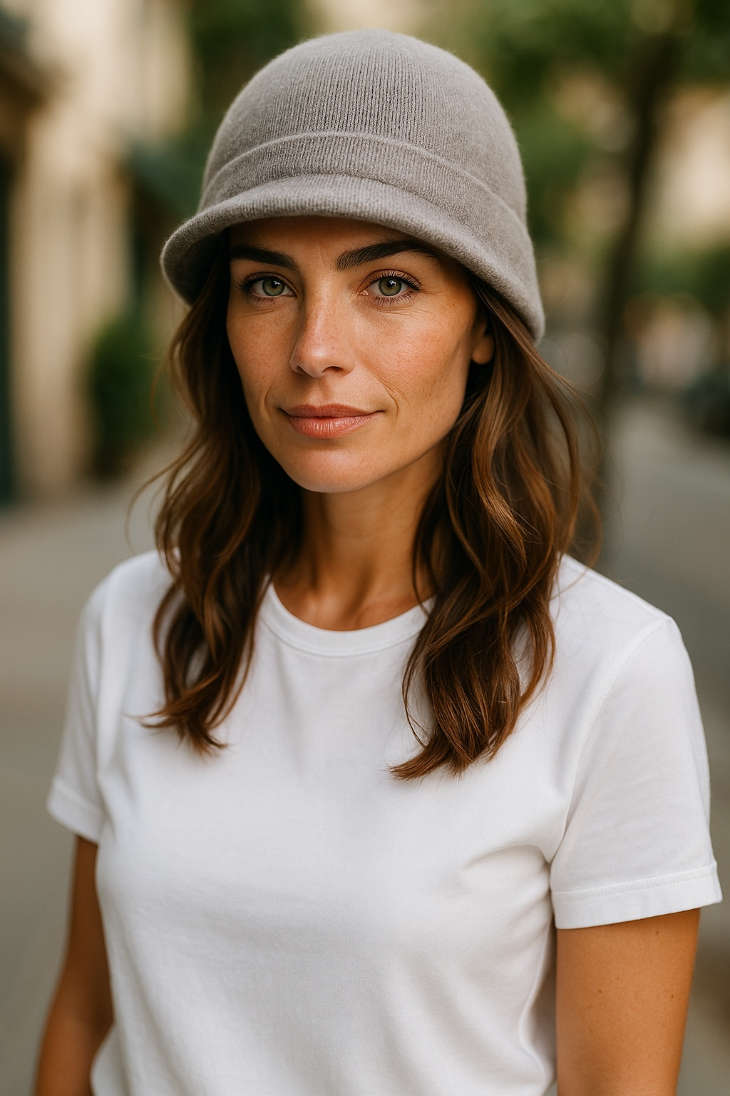 Mocha Possum Merino Beanie With Peak