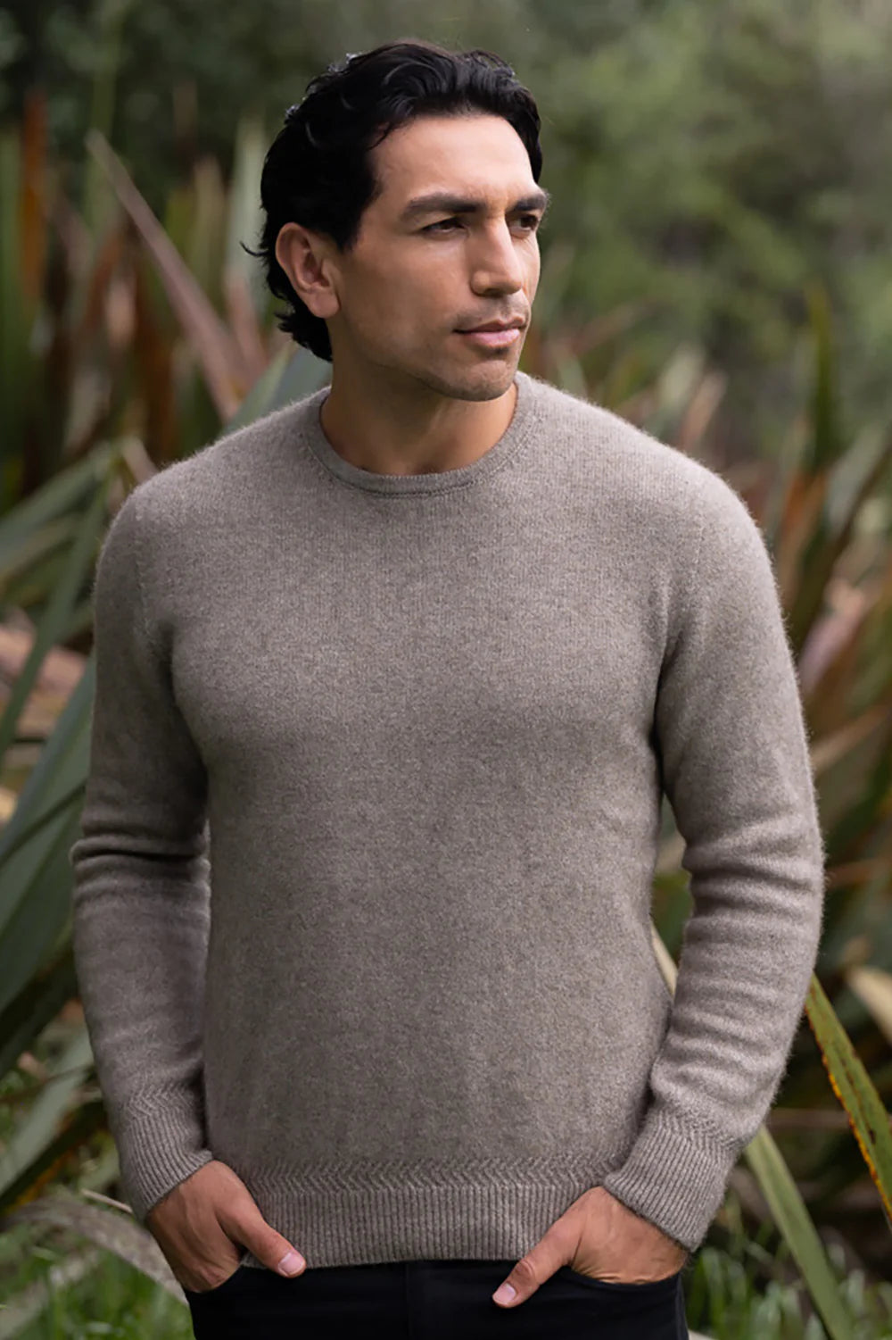Mocha Possum Merino and Silk Crew Neck Jumper