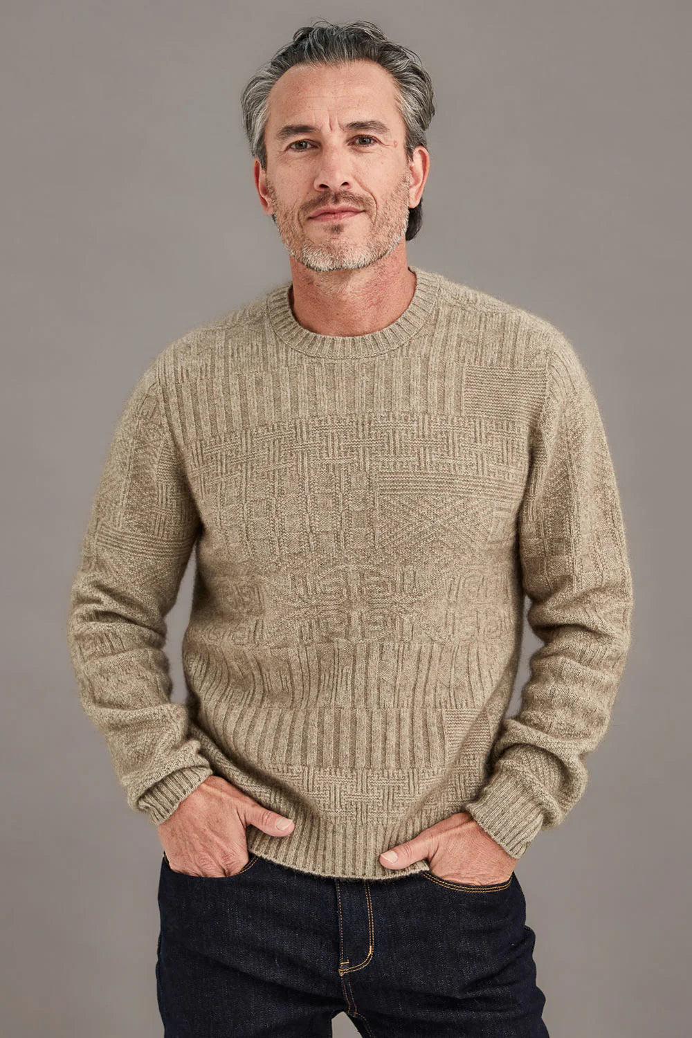 Mocha Possum Merino and Silk "Patchwork" Jumper