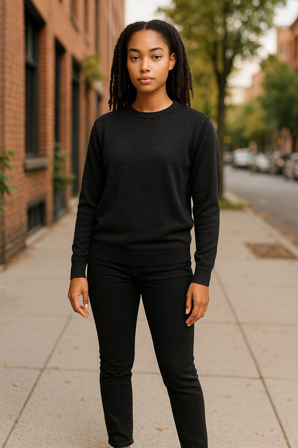 Fine Weight Merino Wool Crew Neck Jumper - Charcoal Grey