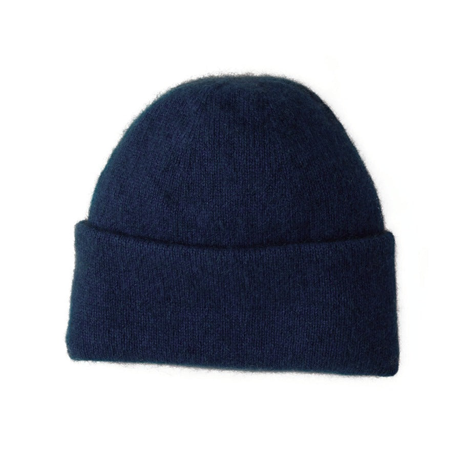 Navy Possum Fur Merino Tubular Beanie