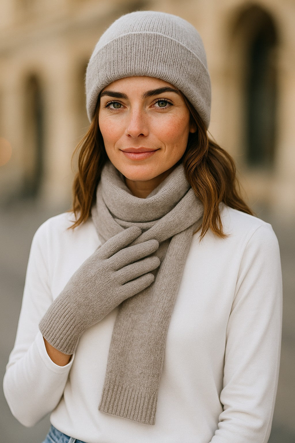 Possum Merino Beanie, Glove & Scarf Set - Mocha