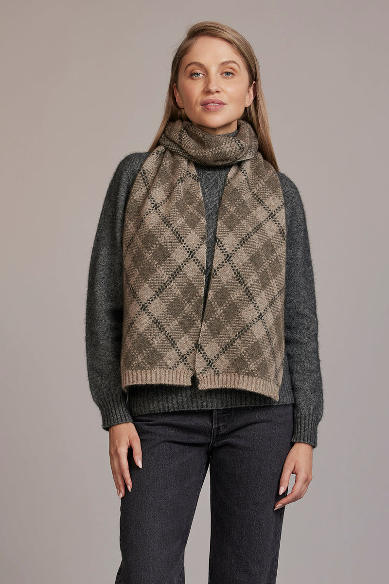 Possum Merino & Silk Tartan Scarf - Sweaters Australia