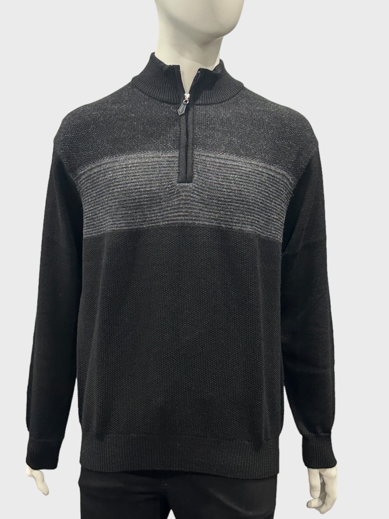 Pure Wool Half Zip Jumper 8105 Black