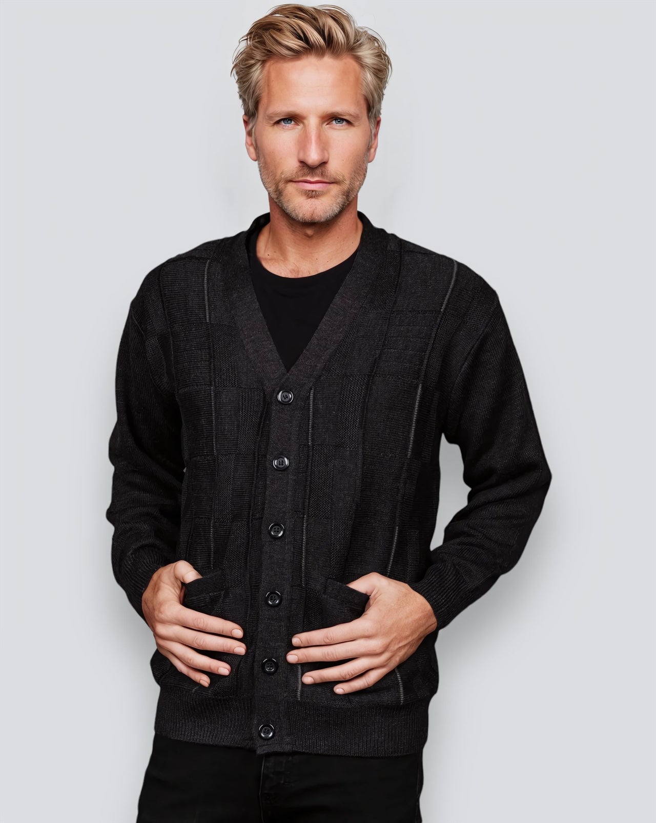Charcoal V Neck Cardigan - Tradewinds By Ansett