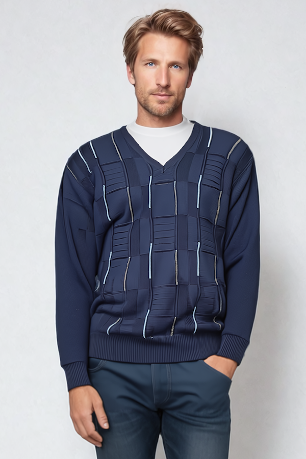 9443 Navy V Neck Jumper - Tradewinds By Ansett