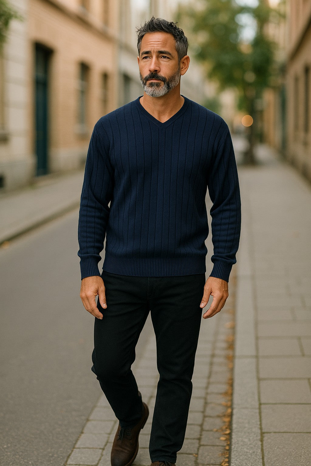 9493 Navy V Neck Jumper - Tradewinds By Ansett