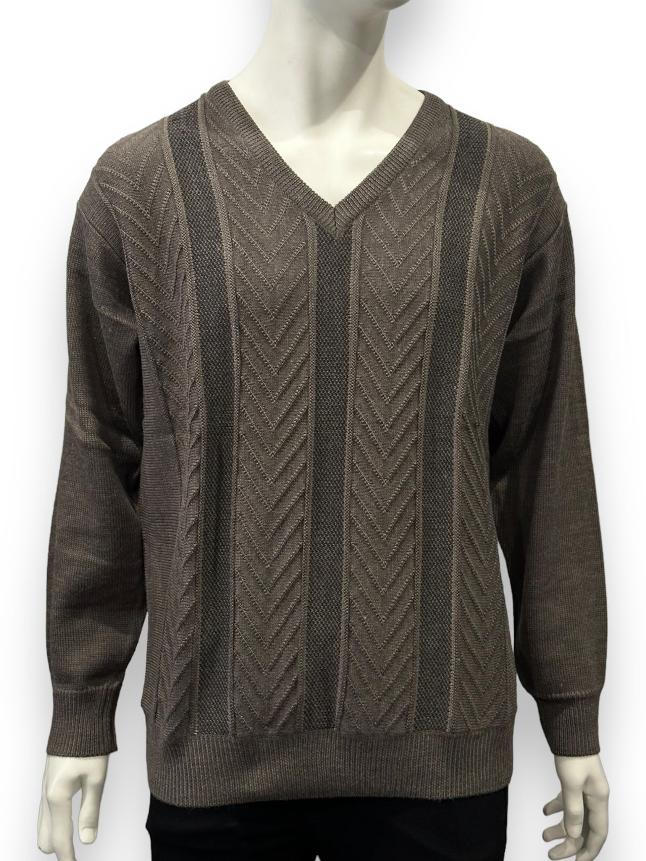 6293 Coffee Brown V Neck Jumper - Tradewinds By Ansett