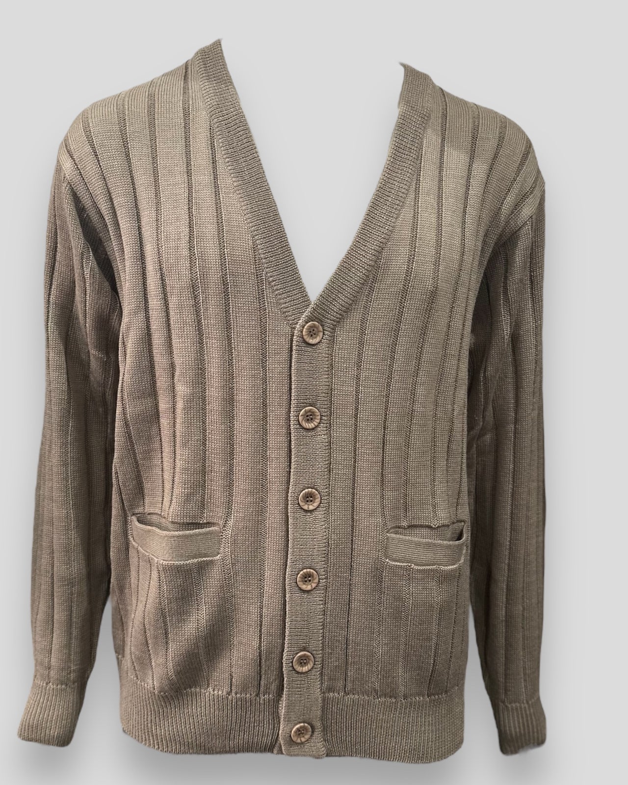 Taupe V Neck Cardigan - Tradewinds By Ansett