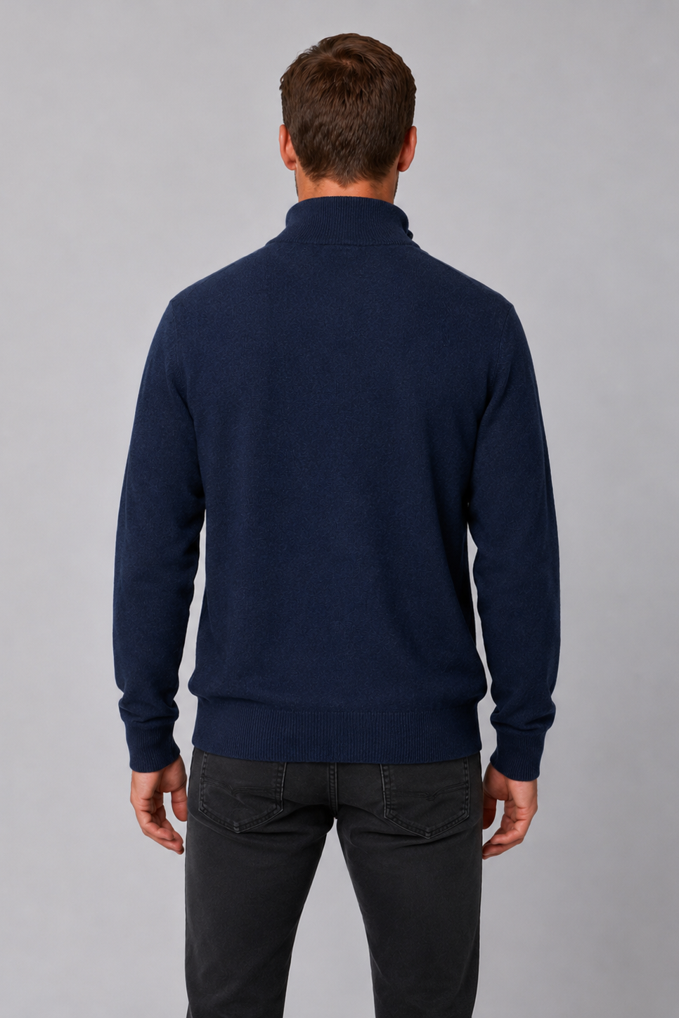 Ansett Men's Cashmere Merino Wool Full Zip Jacket - Indigo Blue