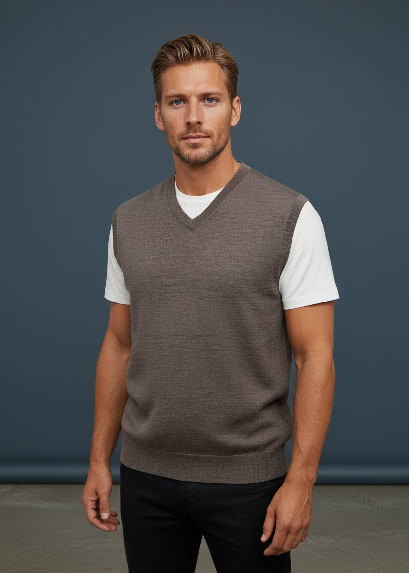 Ansett Men's Merino Wool Fine Weight Vest - Date