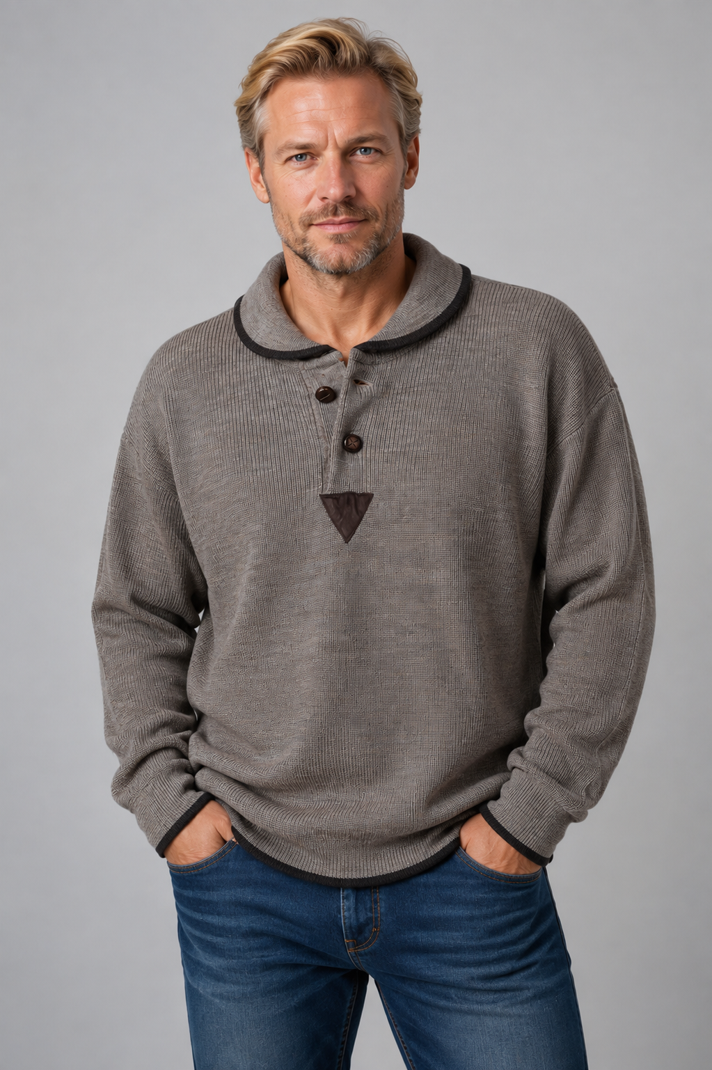 Ansett Wool Agate Shawl Neck Jumper